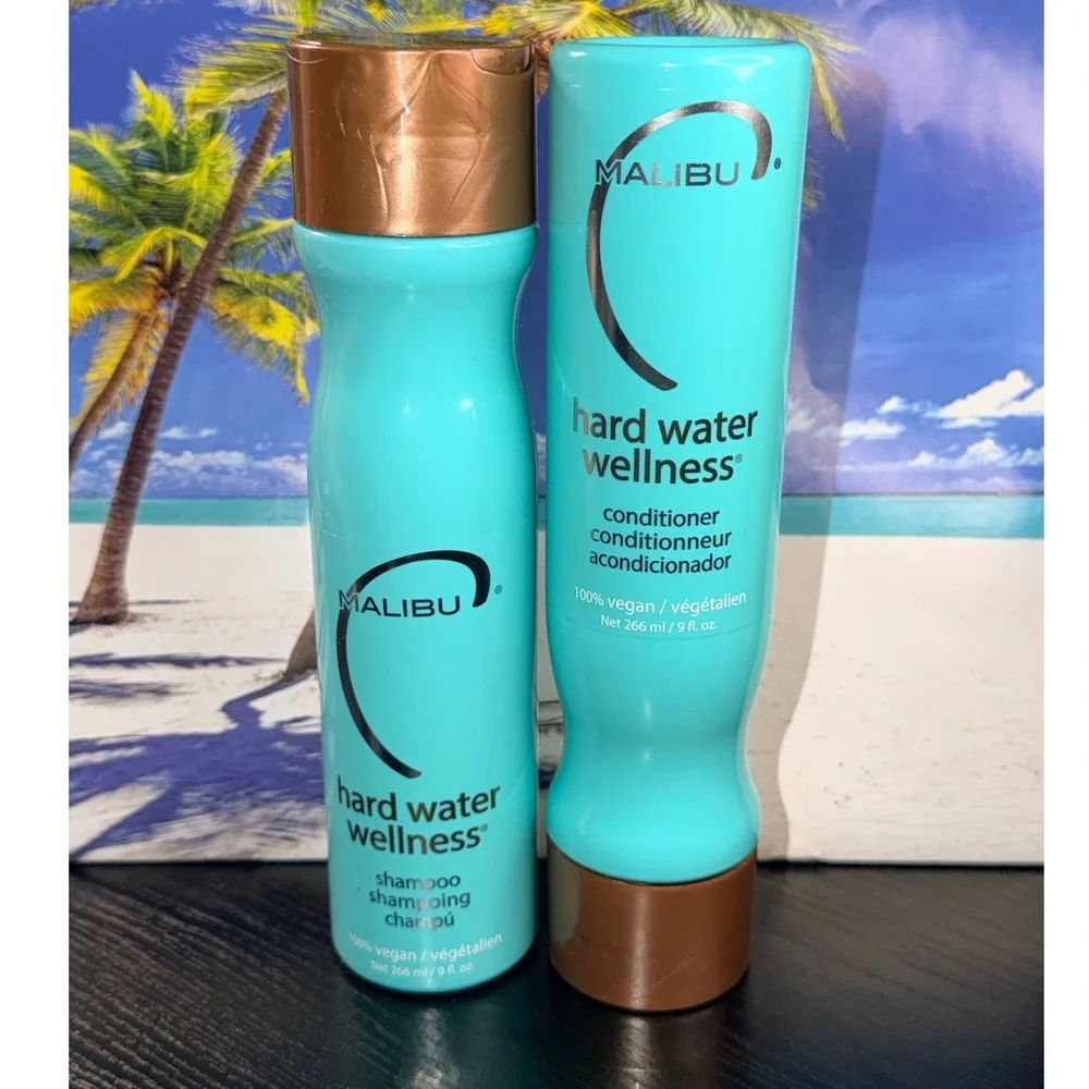 Malibu C Hard Water Wellness Shampoo and Conditioner Set 9oz Vegan Duo Teal
